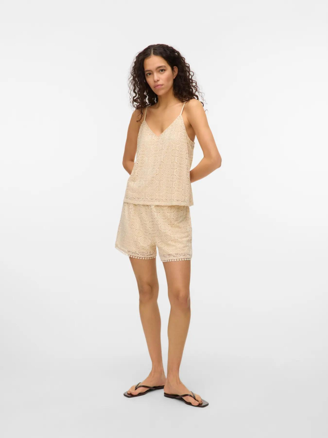 Short dentelle maya beige femme - Vero Moda