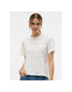 T-shirt cœur brodé solvei blanc bleu femme - Vero Moda
