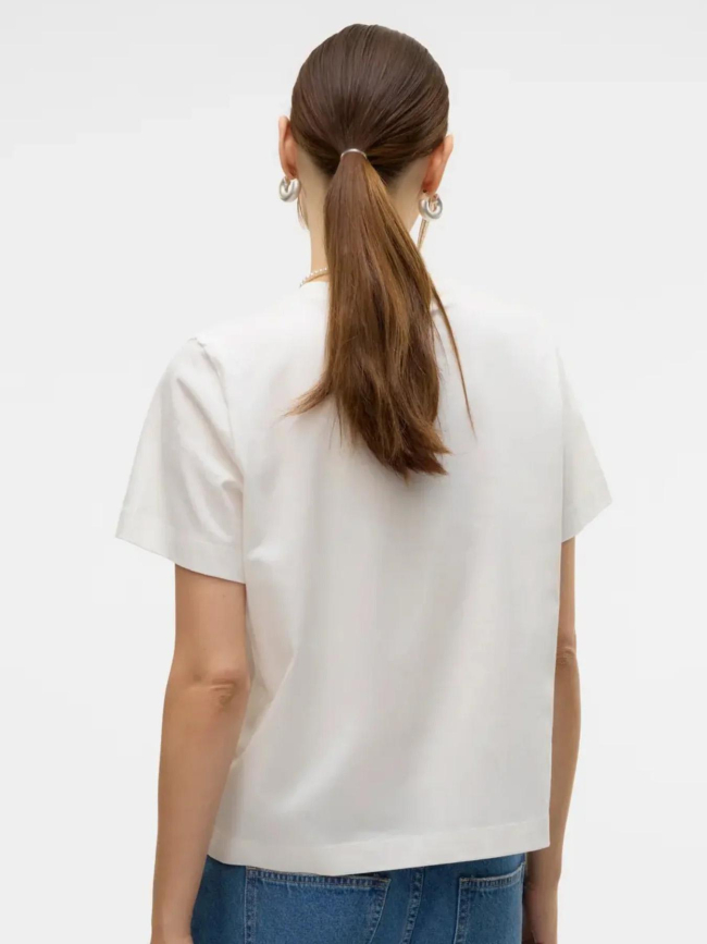 T-shirt cœur brodé solvei blanc bleu femme - Vero Moda