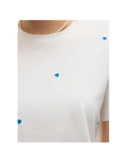 T-shirt cœur brodé solvei blanc bleu femme - Vero Moda