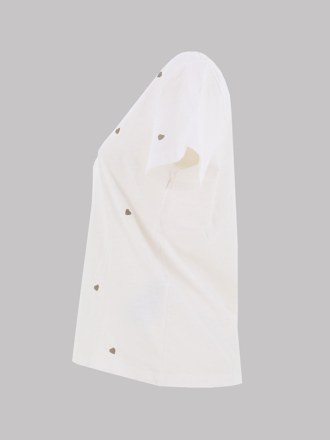 T-shirt col v coeur brodé ketty blanc kaki femme - Only