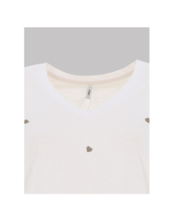 T-shirt col v coeur brodé ketty blanc kaki femme - Only