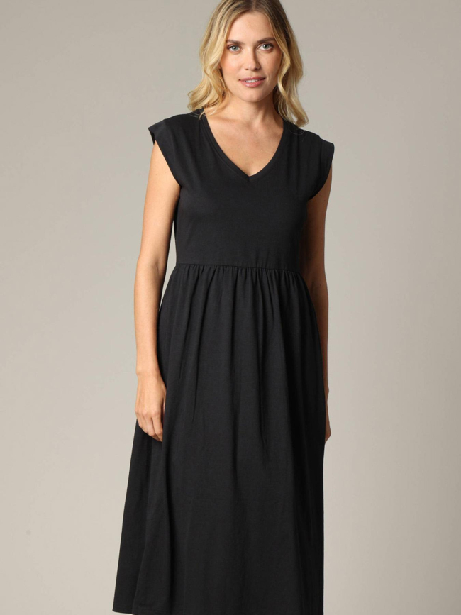 Robe mi-longue ayna noir femme - Deeluxe