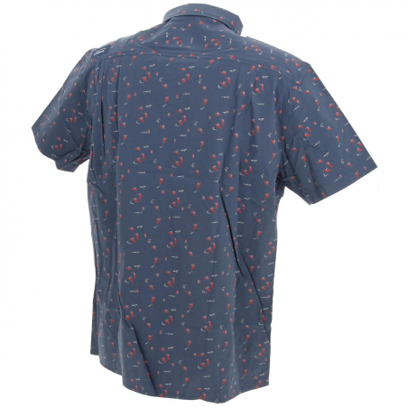 Chemise en coton à carreaux et manches courtes, bleu-marine