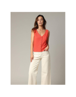 Débardeur à boutons sima rouge femme - Deeluxe