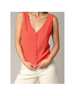 Débardeur à boutons sima rouge femme - Deeluxe