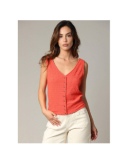 Débardeur à boutons sima rouge femme - Deeluxe