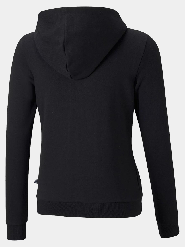Sweat à capuche zippé logo argenté brillant noir fille - Puma