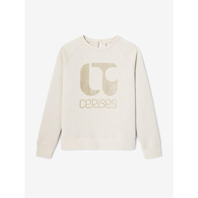 Sweat à logo doré brillant paologi beige fille - Le Temps Des Cerises