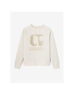 Sweat à logo doré brillant paologi beige fille - Le Temps Des Cerises