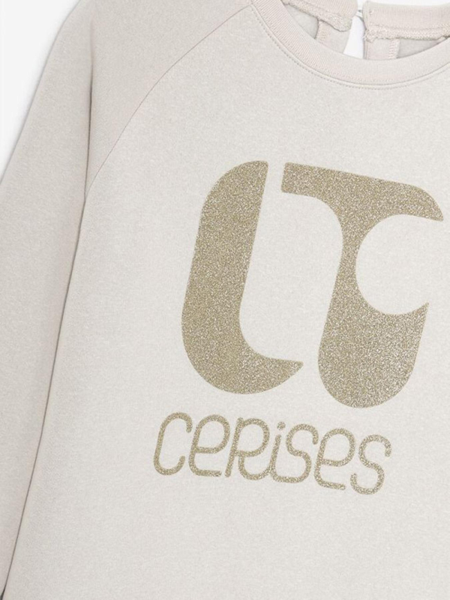 Sweat à logo doré brillant paologi beige fille - Le Temps Des Cerises