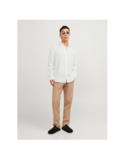 Chemise en lin jprcclawrence blanc homme - Jack & Jones
