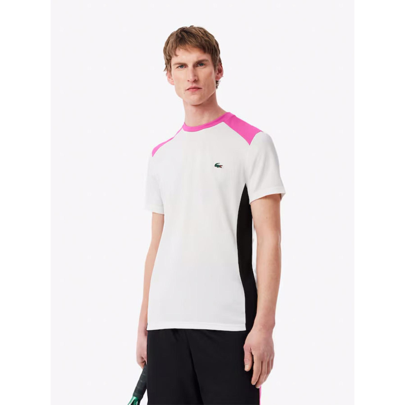 T-shirt tennis color-block large imprimé blanc homme - Lacoste