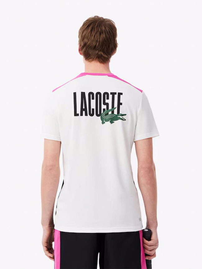 T-shirt tennis color-block large imprimé blanc homme - Lacoste