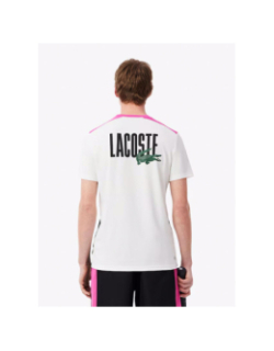 T-shirt tennis color-block large imprimé blanc homme - Lacoste