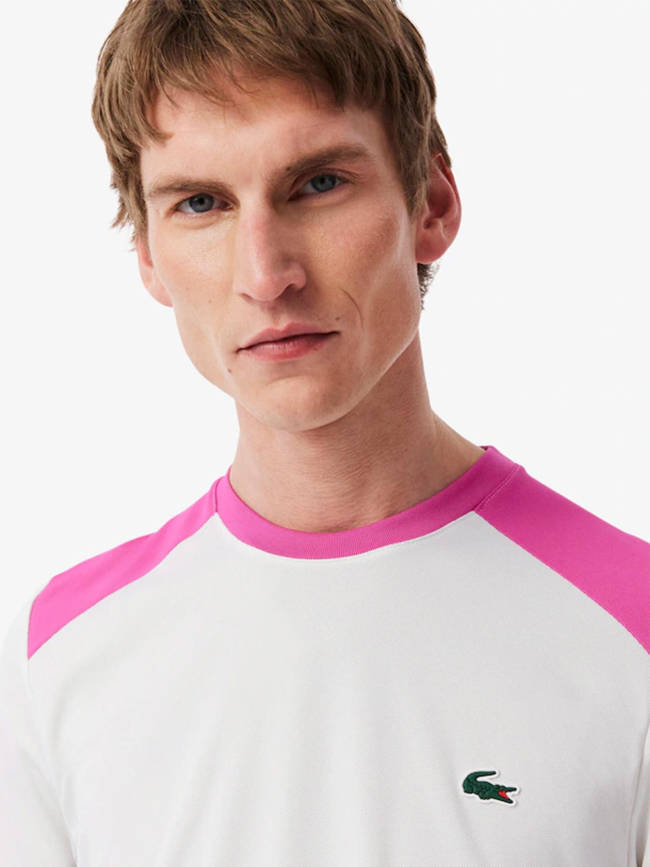 T-shirt tennis color-block large imprimé blanc homme - Lacoste