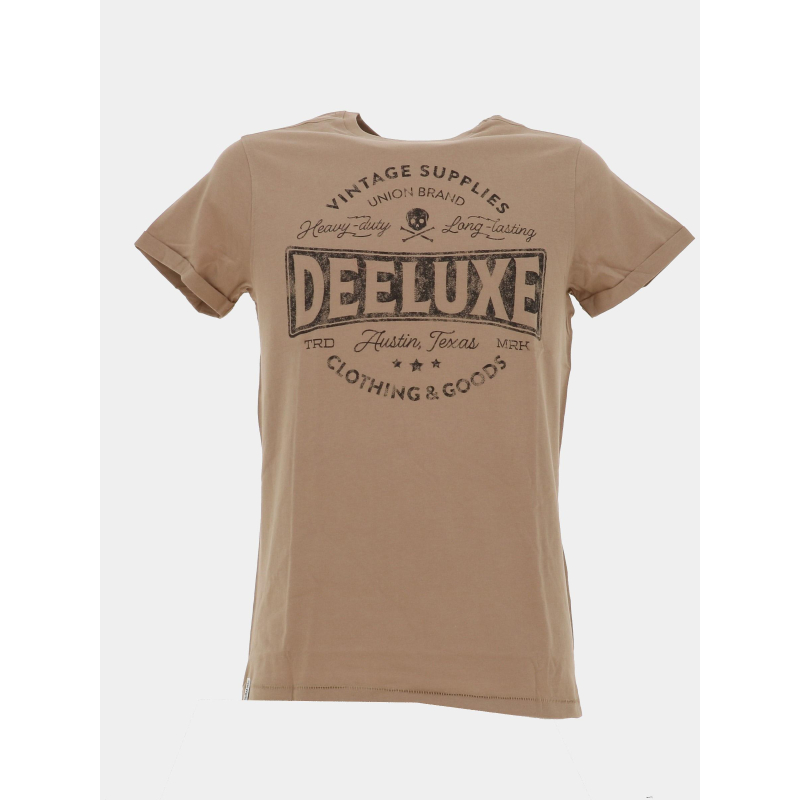 T-shirt à manches courtes stamp marron homme - Deeluxe