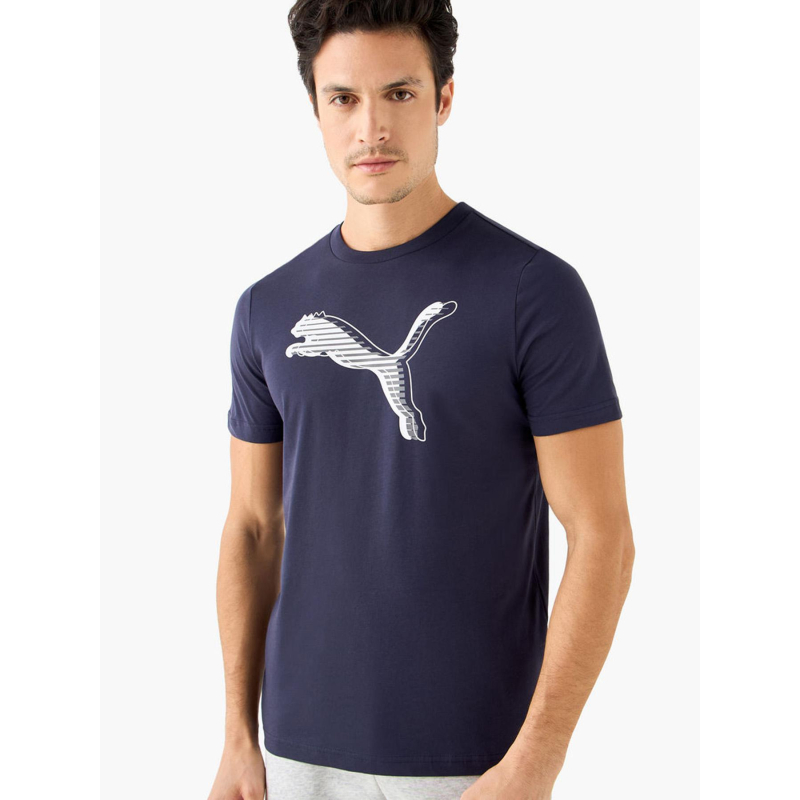 T-shirt graphics cat logo bleu marine homme - Puma
