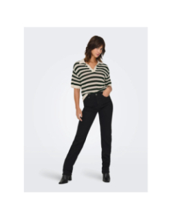 Pull col v manches courtes ajouré tikka noir femme - Jdy