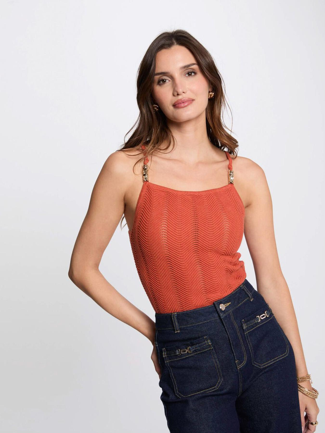 Débardeur maille molovic orange femme - Morgan