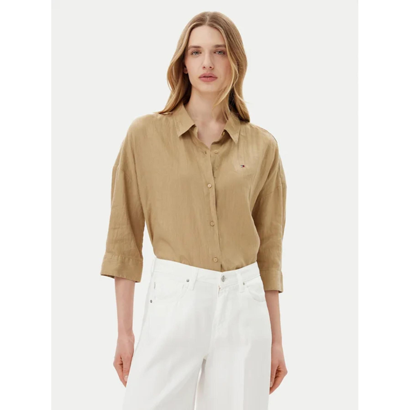 Chemise loose en lin beige femme - Tommy Hilfiger