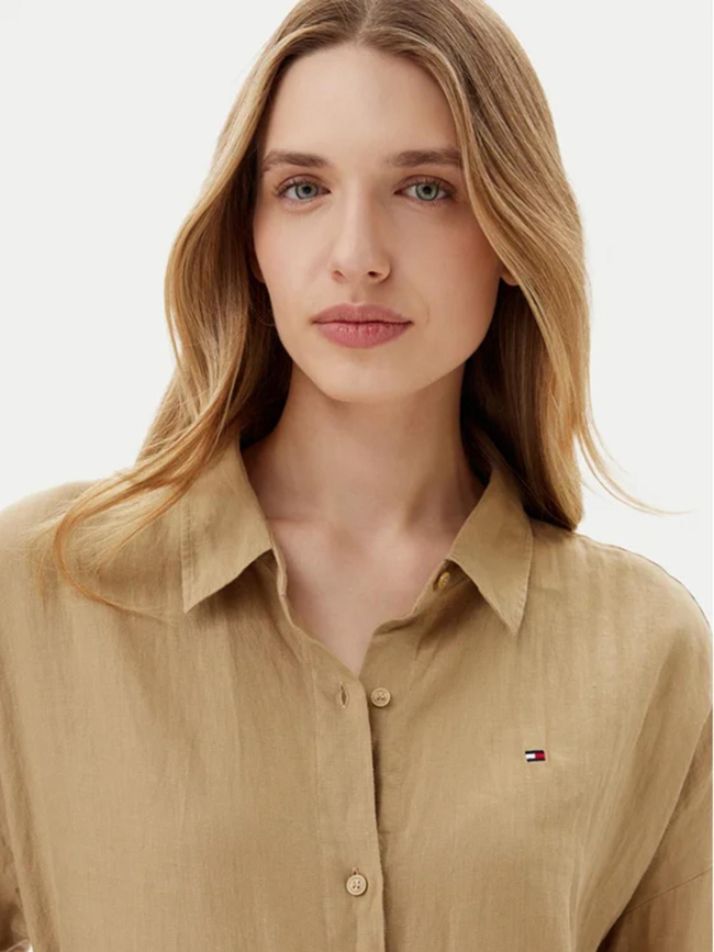 Chemise loose en lin beige femme - Tommy Hilfiger