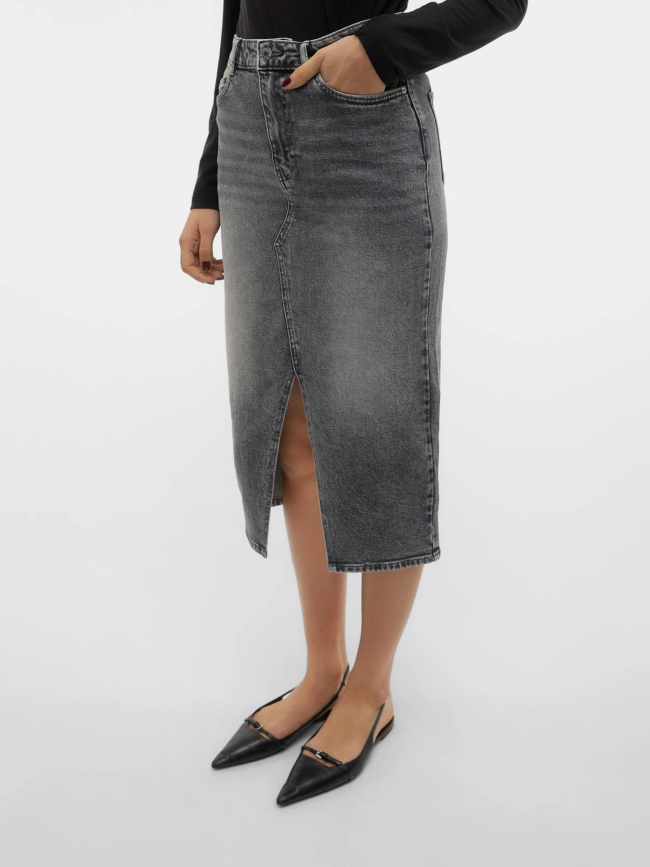 Jupe en jean fendue veri gris femme - Vero Moda