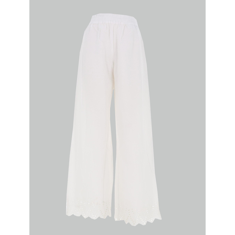 Pantalon bas ajouré paula tulum blanc femme - Only