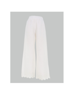 Pantalon bas ajouré paula tulum blanc femme - Only