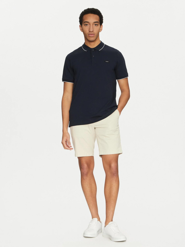 Polo stretch piqué tipping bleu marine homme - Calvin Klein