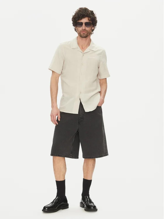 Chemise en lin cuban beige homme - Calvin Klein