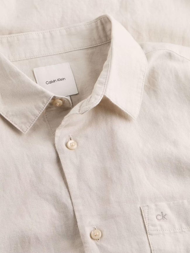 Chemise regular en lin beige homme - Calvin Klein