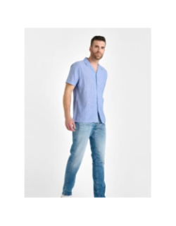 Chemise rayée en lin minar bleu homme - Le Temps Des Cerises