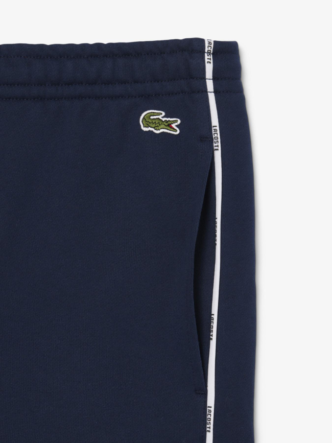 Short molleton de coton liserés griffés bleu homme - Lacoste