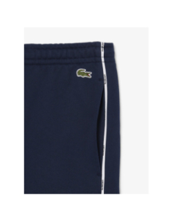 Short molleton de coton liserés griffés bleu homme - Lacoste