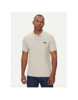 Polo stretch piqué tipping gris clair homme - Calvin Klein