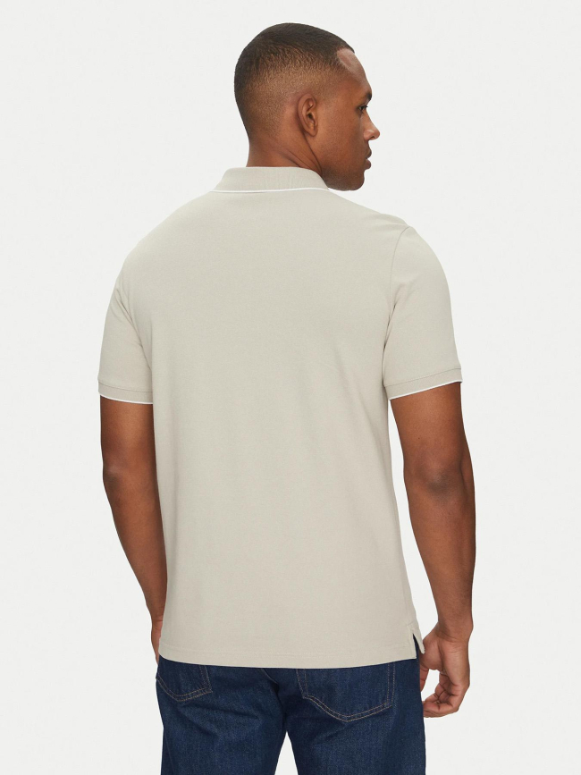 Polo stretch piqué tipping gris clair homme - Calvin Klein