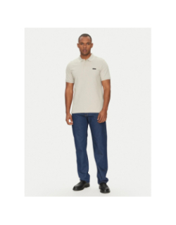 Polo stretch piqué tipping gris clair homme - Calvin Klein