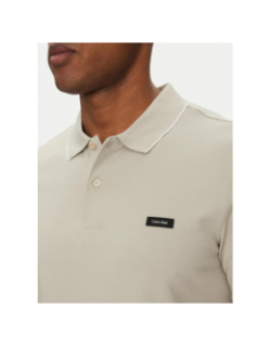 Polo stretch piqué tipping gris clair homme - Calvin Klein
