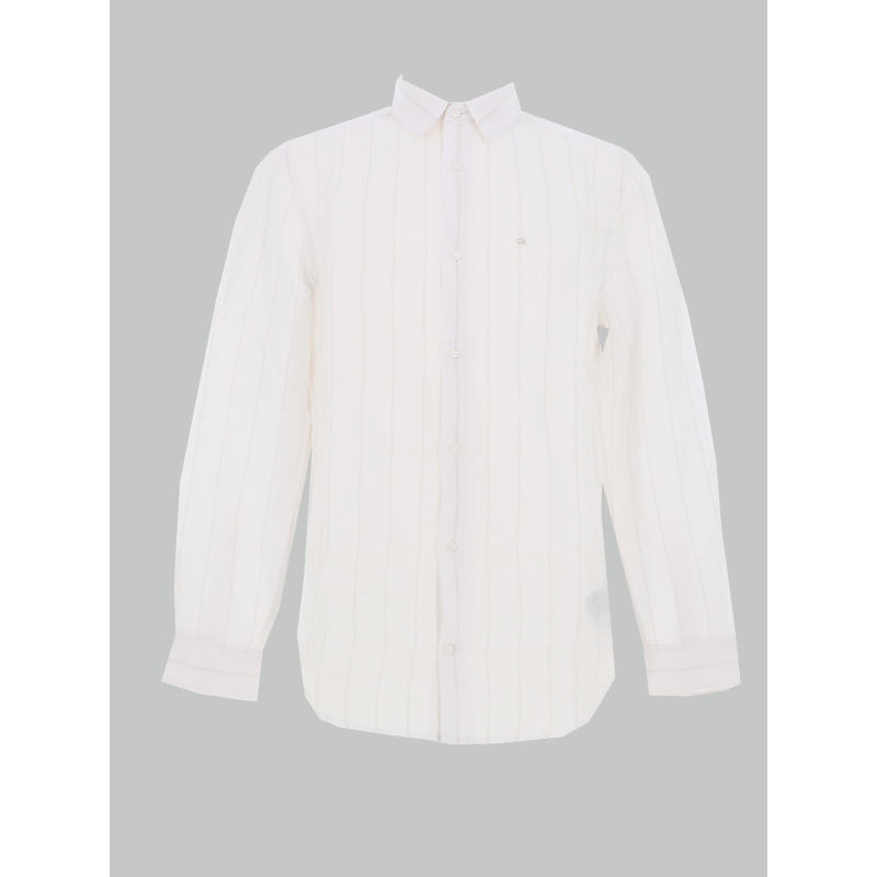 Chemise en lin rayée blanc homme - Calvin Klein