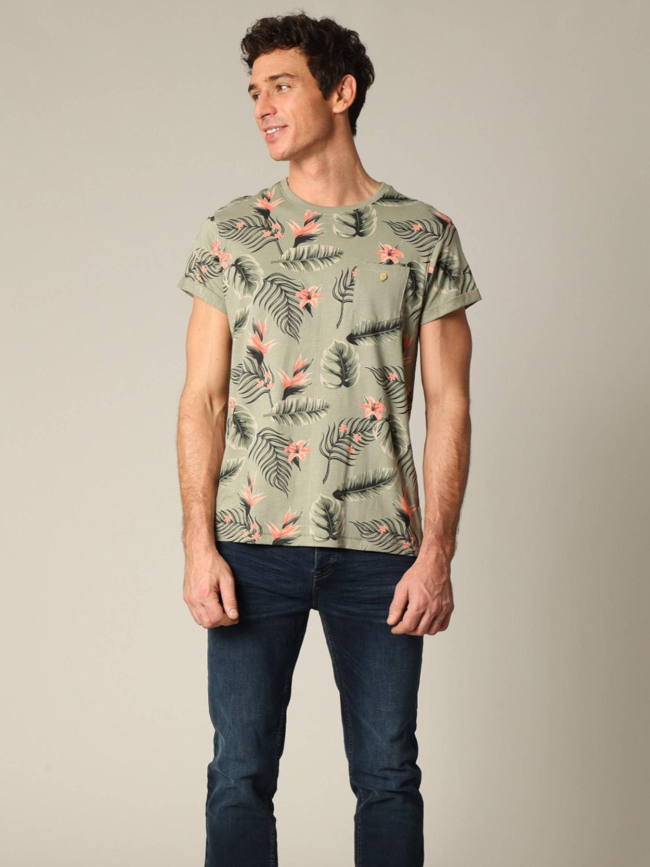 T-shirt à fleurs nubie kaki homme - Deeluxe