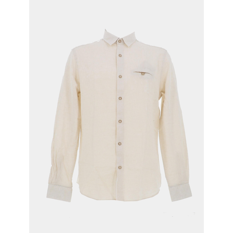 Chemise en lin lemar beige homme - Benson & Cherry