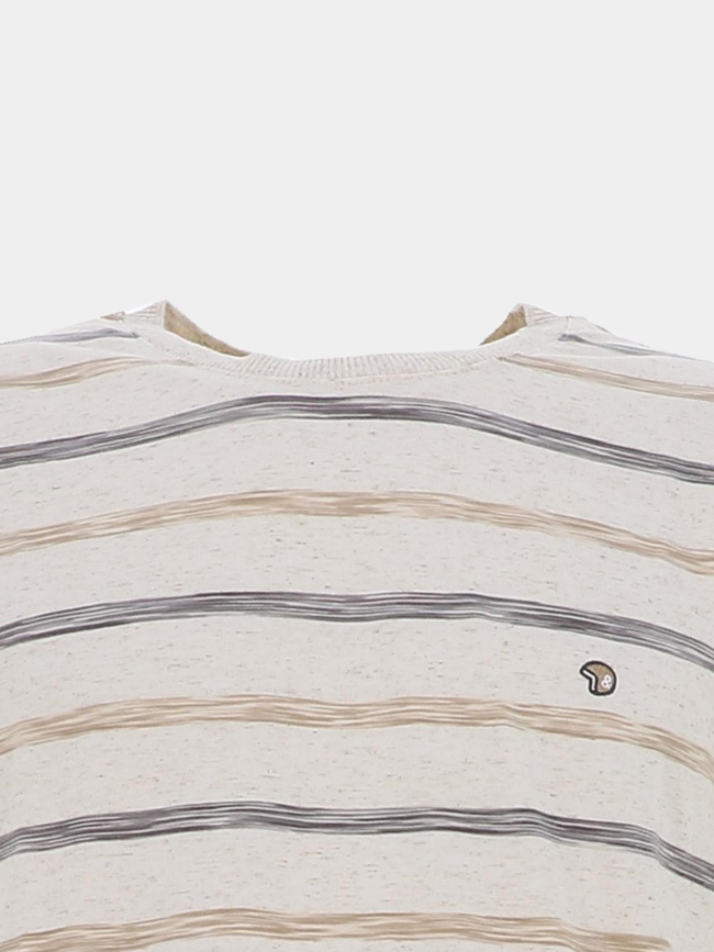 T-shirt rayé tyrese beige homme - Benson & Cherry