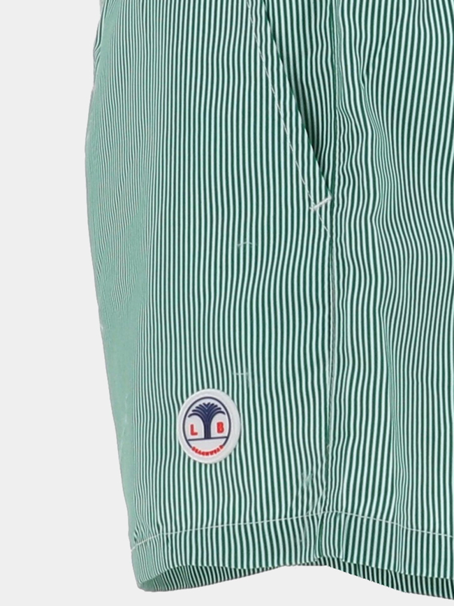 Short de bain rayé surf oslo vert et blanc homme - Lagon Bleu