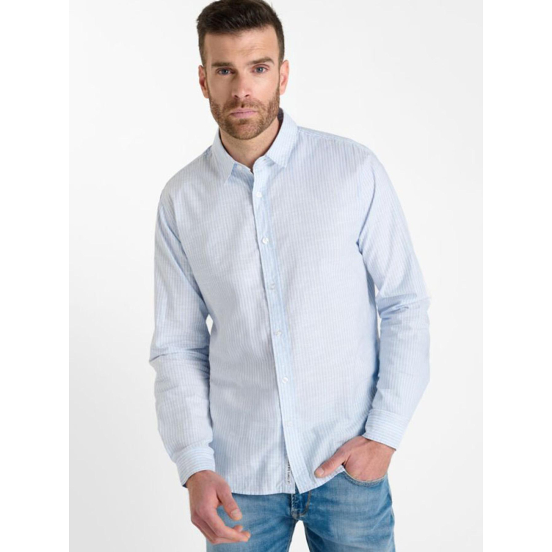 Chemise rayée teral bleu blanc homme - Le Temps Des Cerises