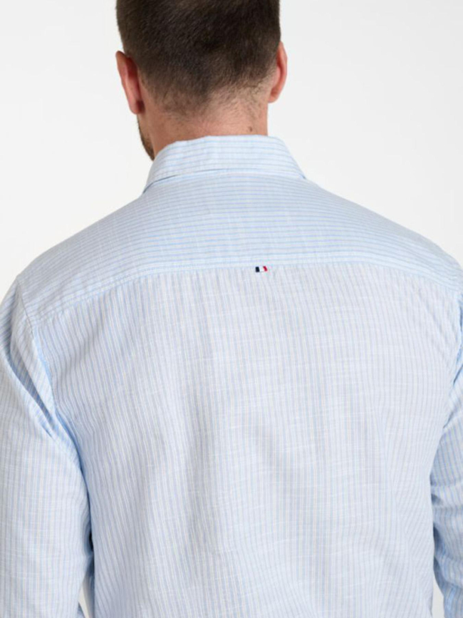 Chemise rayée teral bleu blanc homme - Le Temps Des Cerises