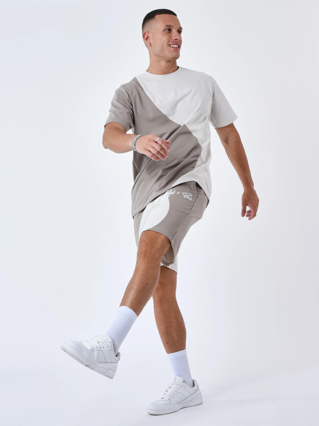 Short jogging colorblock beige marron homme - Project X Paris