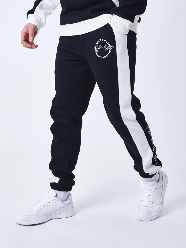 Jogging colorblock logo rond noir blanc homme - Project X Paris