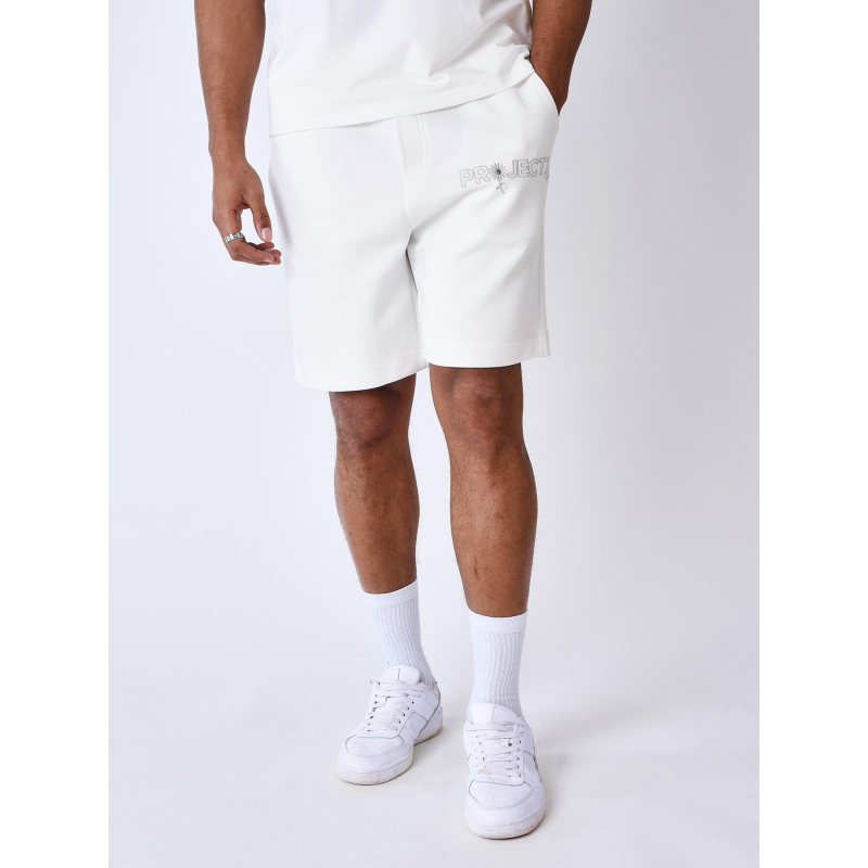 Short jogging logo brodé fleurs blanc homme - Project X Paris