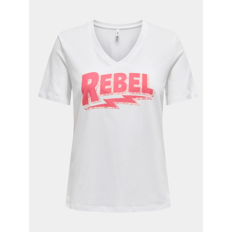 T-shirt col v henny rebel blanc femme - Only